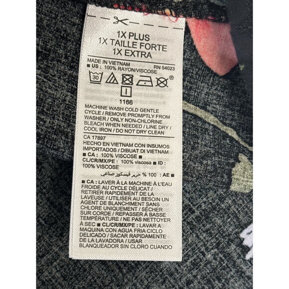 Old Navy Womens Floral Black Midi Dress V-Neck Elastic Waist 1X Plus - Picture 6 of 9